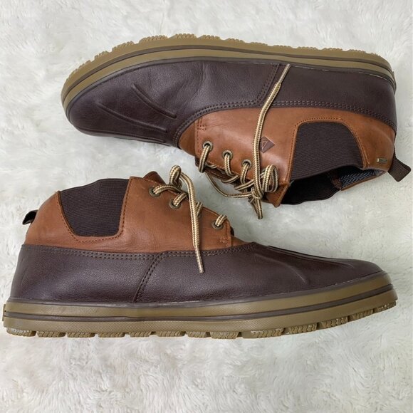 Sperry Men's Fowl Weather Brown Leather & Rubber Chukka Waterproof Boots Size 12 - Picture 2 of 11